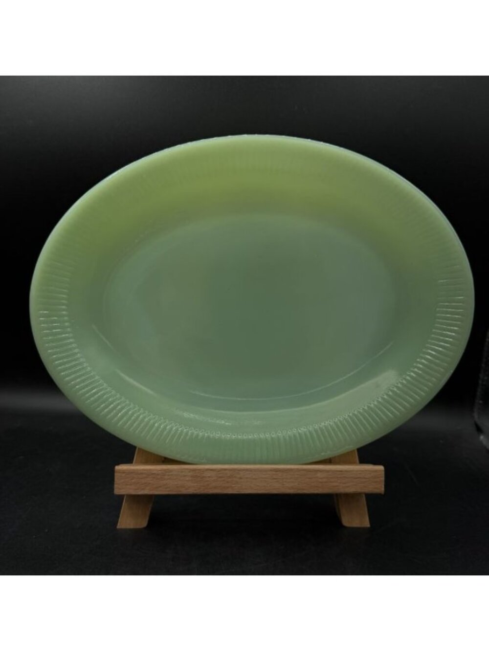 Jane Ray Pattern Fire King Jadeite Glass Platter Serving Plate 12x9 Vintage